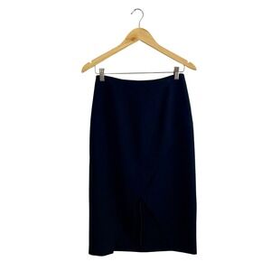 Alice + Olivia Black Tulip Wrap Hem Midi Pencil Skirt Corporate‎ Size 4 **FLAW**